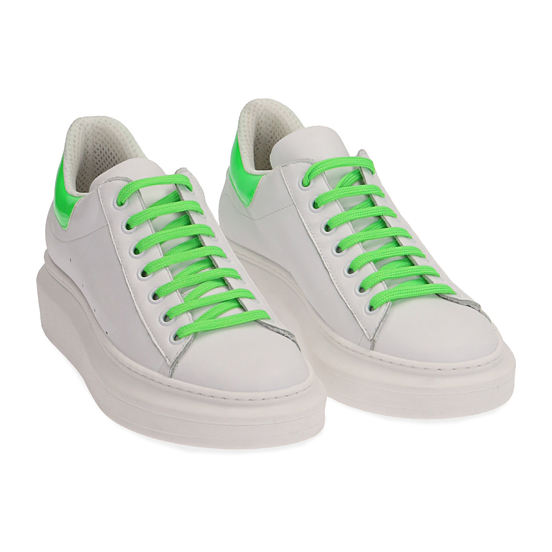 Deportivas de piel blanco/verde