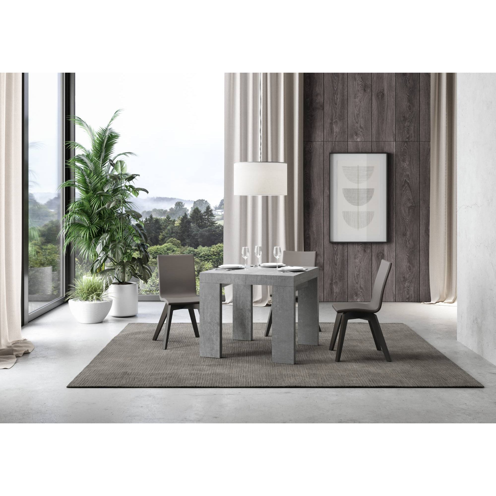 Table extensible 90x90/246 cm Roxell Premium Gris Béton