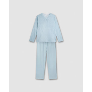 Pijama largo suave amuna azul agua
