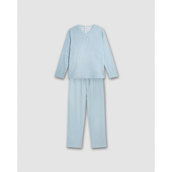 Pijama largo suave amuna azul agua