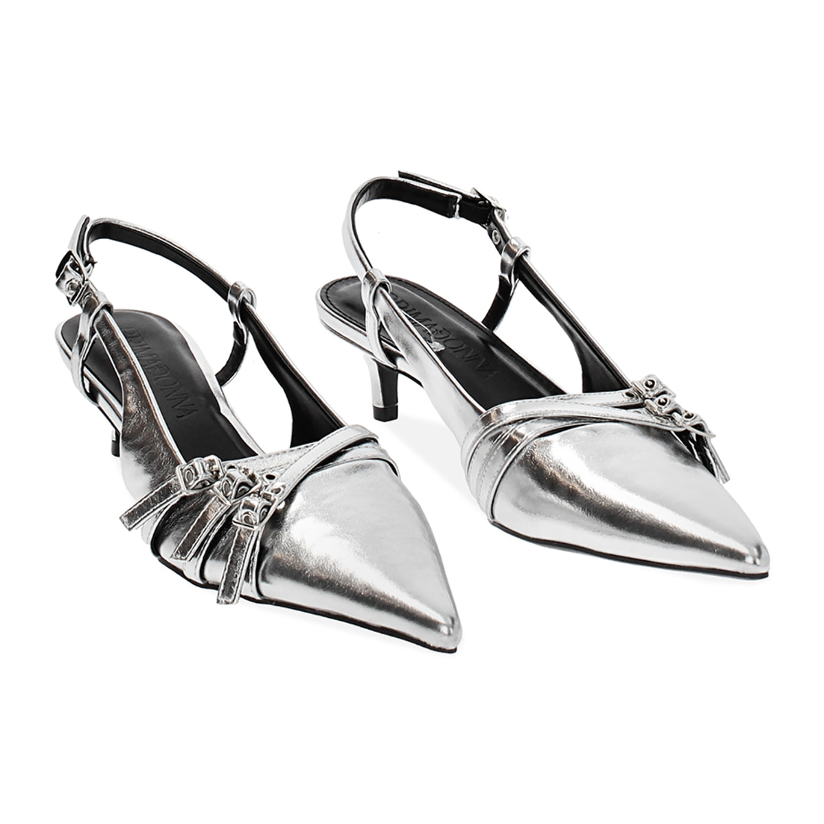 Décolleté slingback argento, tacco 4,5 cm
