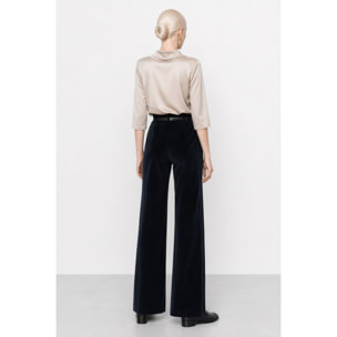 Kocca - Pantaloni a vita alta in cotone elasticizzato con pinces Donna