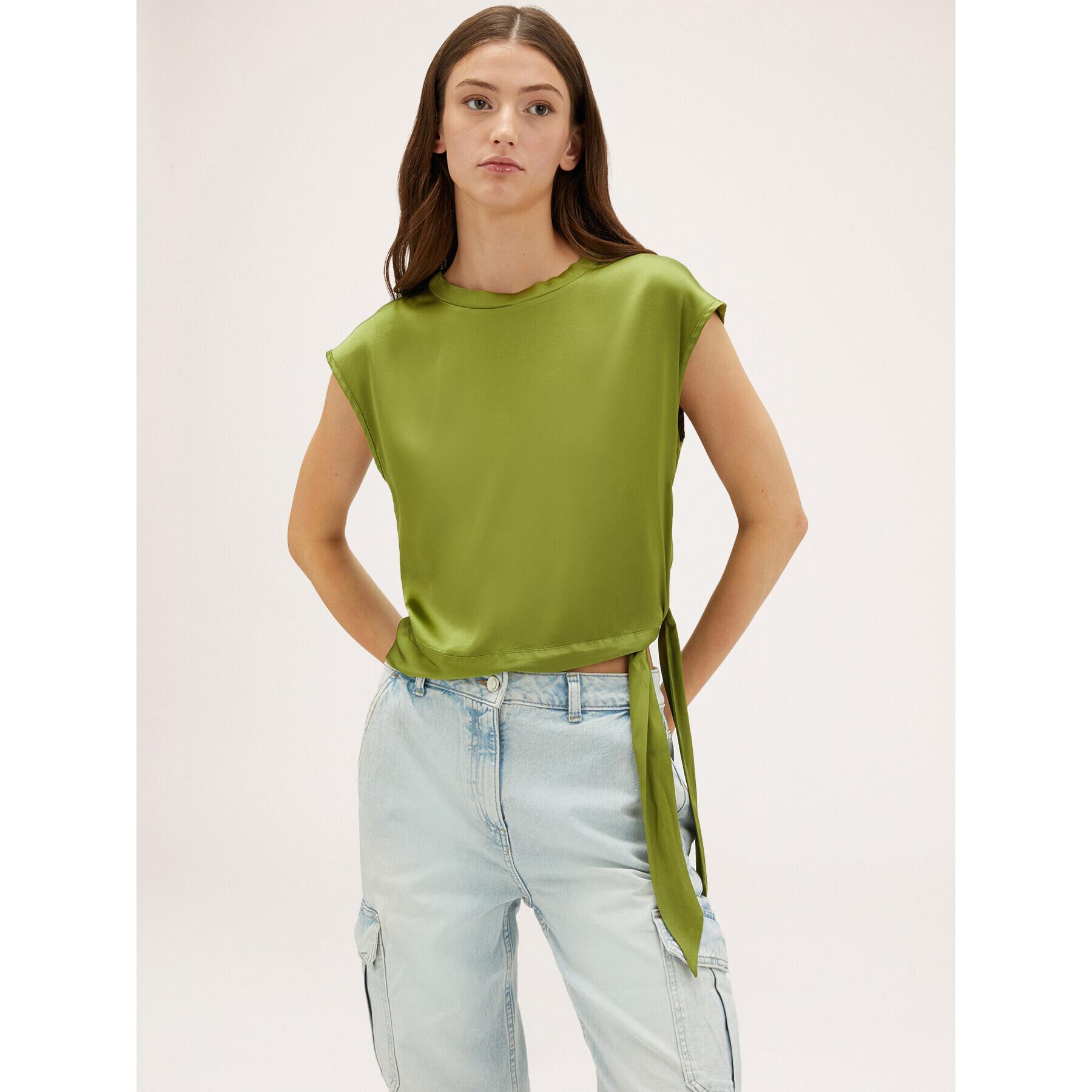 Motivi - Blusa de raso con nudo - Verde claro