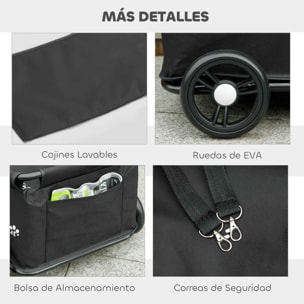Carrito para Perros Plegable Cochecito para Mascotas Carrito para Perros Miniatura con Barra de Empuje Ajustable Diseño Abierto Cojín Bolsa de Almacenamiento y Ruedas 53x45x28 cm Negro