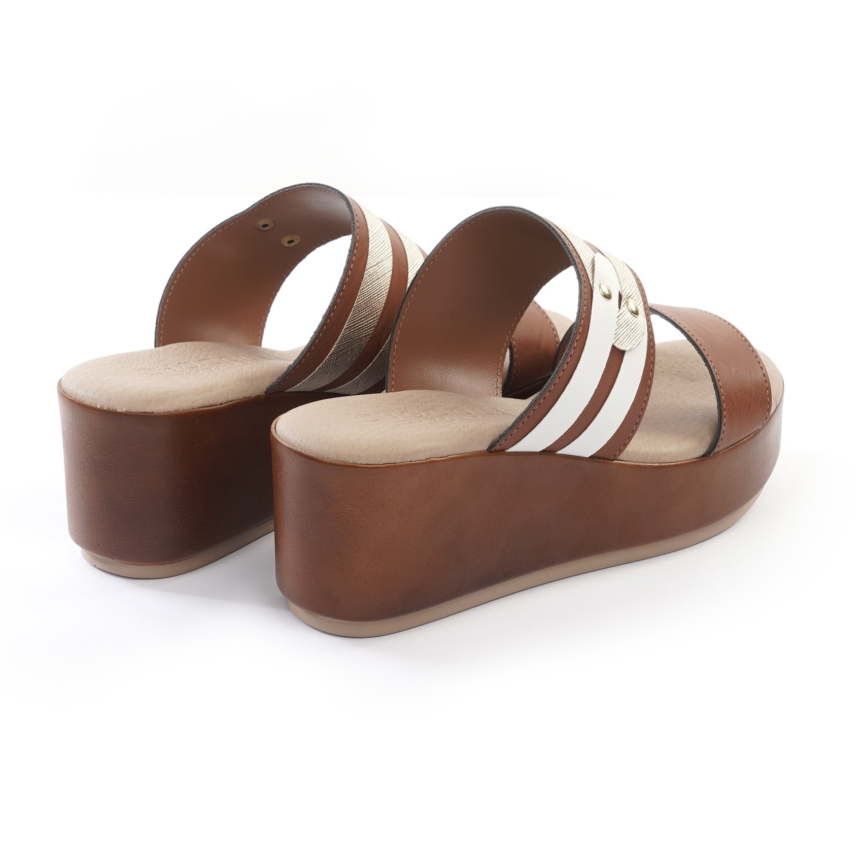 SANDALO ZEPPA DOPPIA FASCIA CUOIO