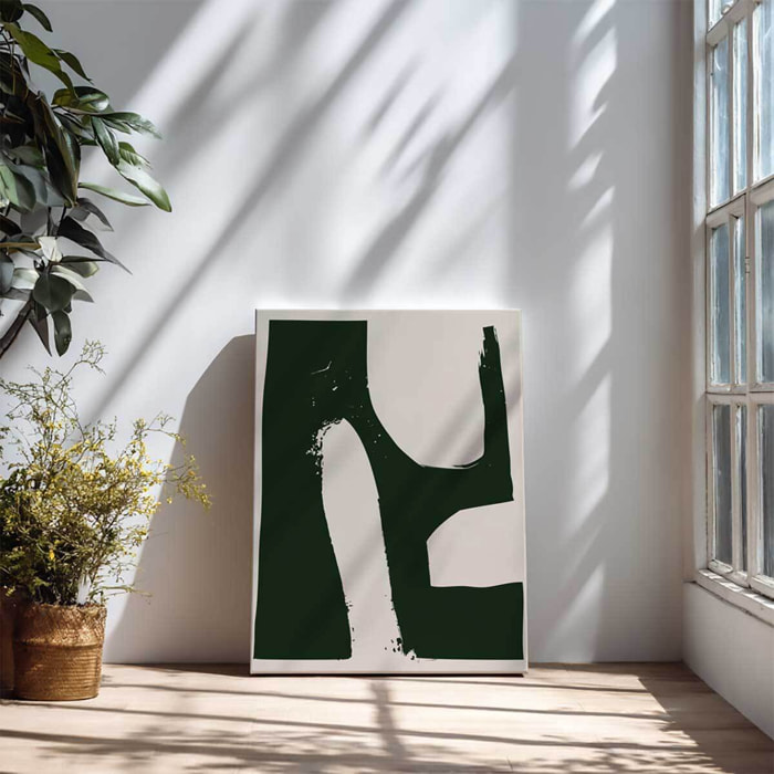 Tableau abstrait vert foncé minimaliste moderne Toile imprimée