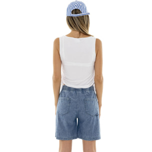 Camiseta de tirantes de mujer de canalé con cordones Leone Fancy Stripes