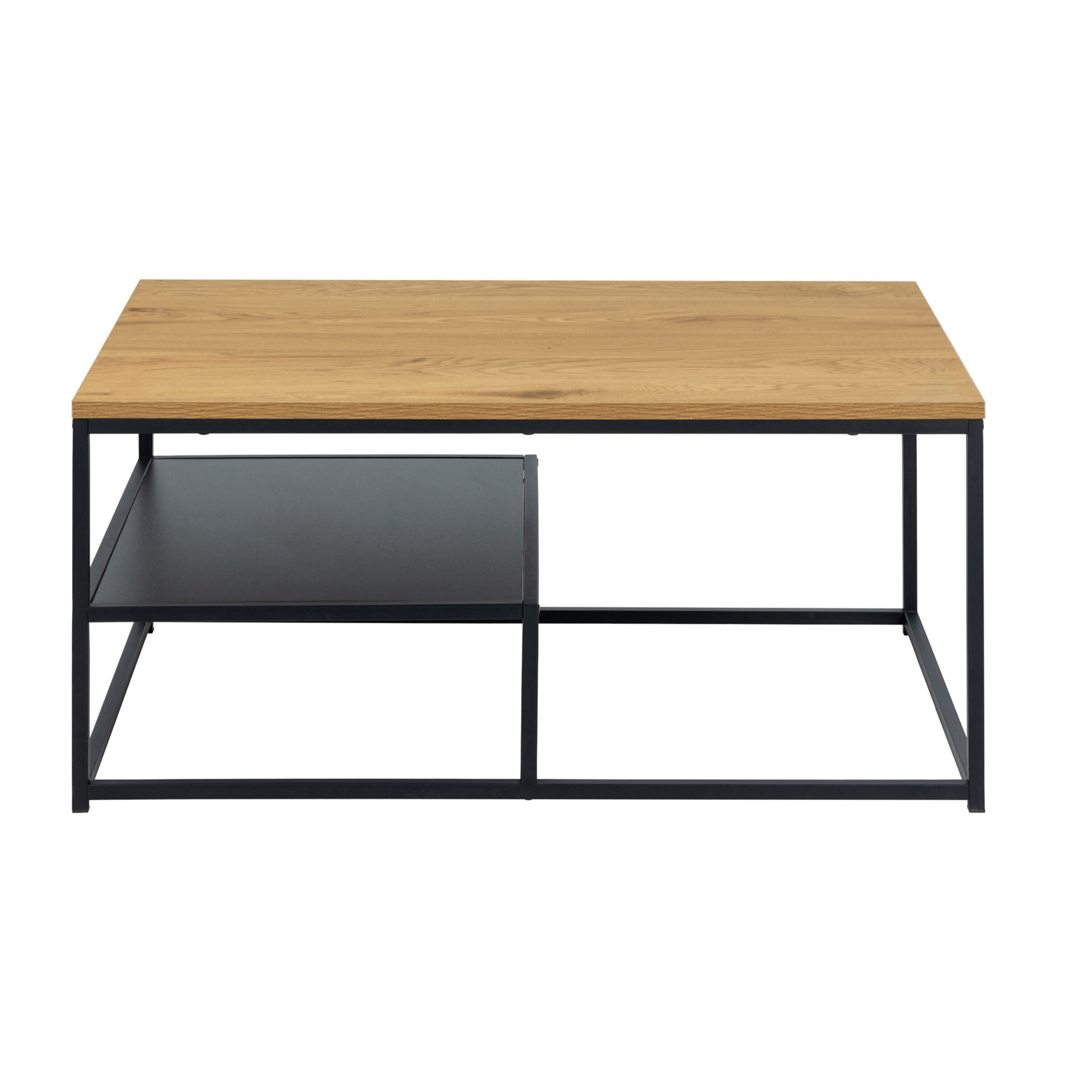 Salida - table basse - effet bois et métal noir - 90 cm - Bois / Noir