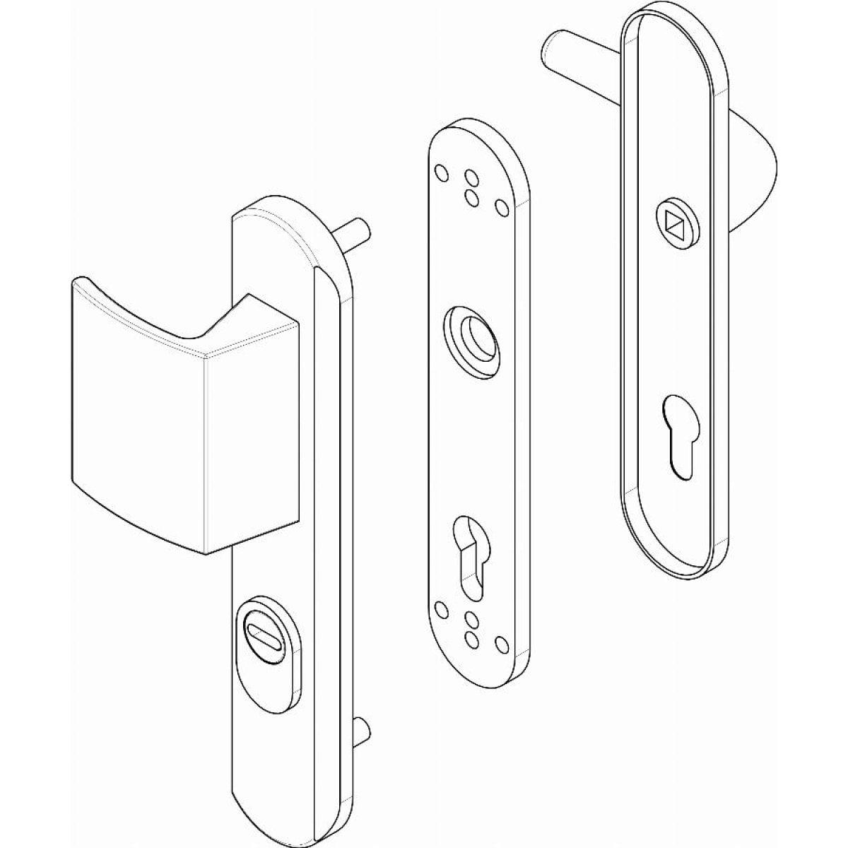 Ensemble de sécurité blindé Blindomax béquille + palière DISEC Clé i - Argent - A0P55D1F F6