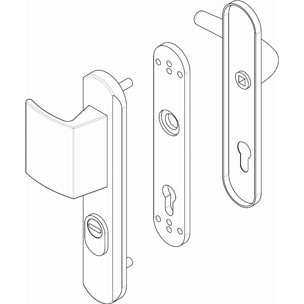 Ensemble de sécurité blindé Blindomax béquille + palière DISEC Clé i - Argent - A0P55D1F F6