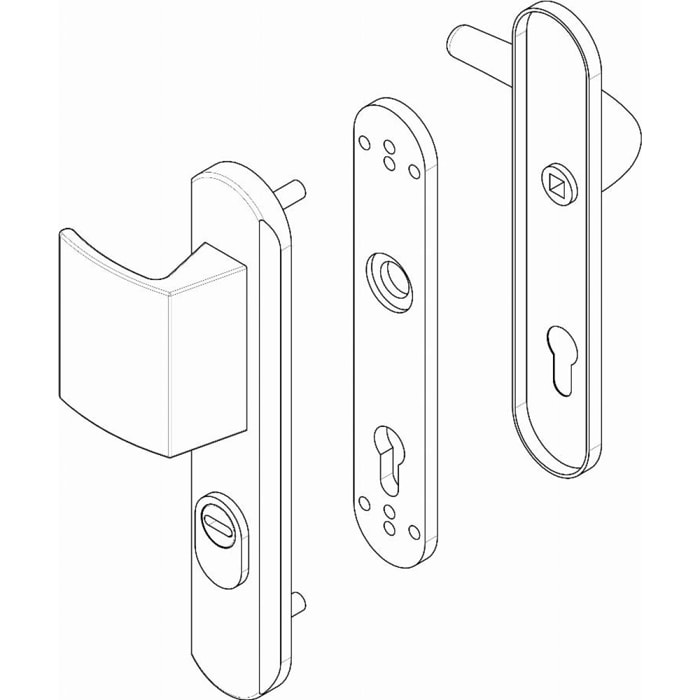 Ensemble de sécurité blindé Blindomax béquille + palière DISEC Clé i - Argent - A0P55D1F F6