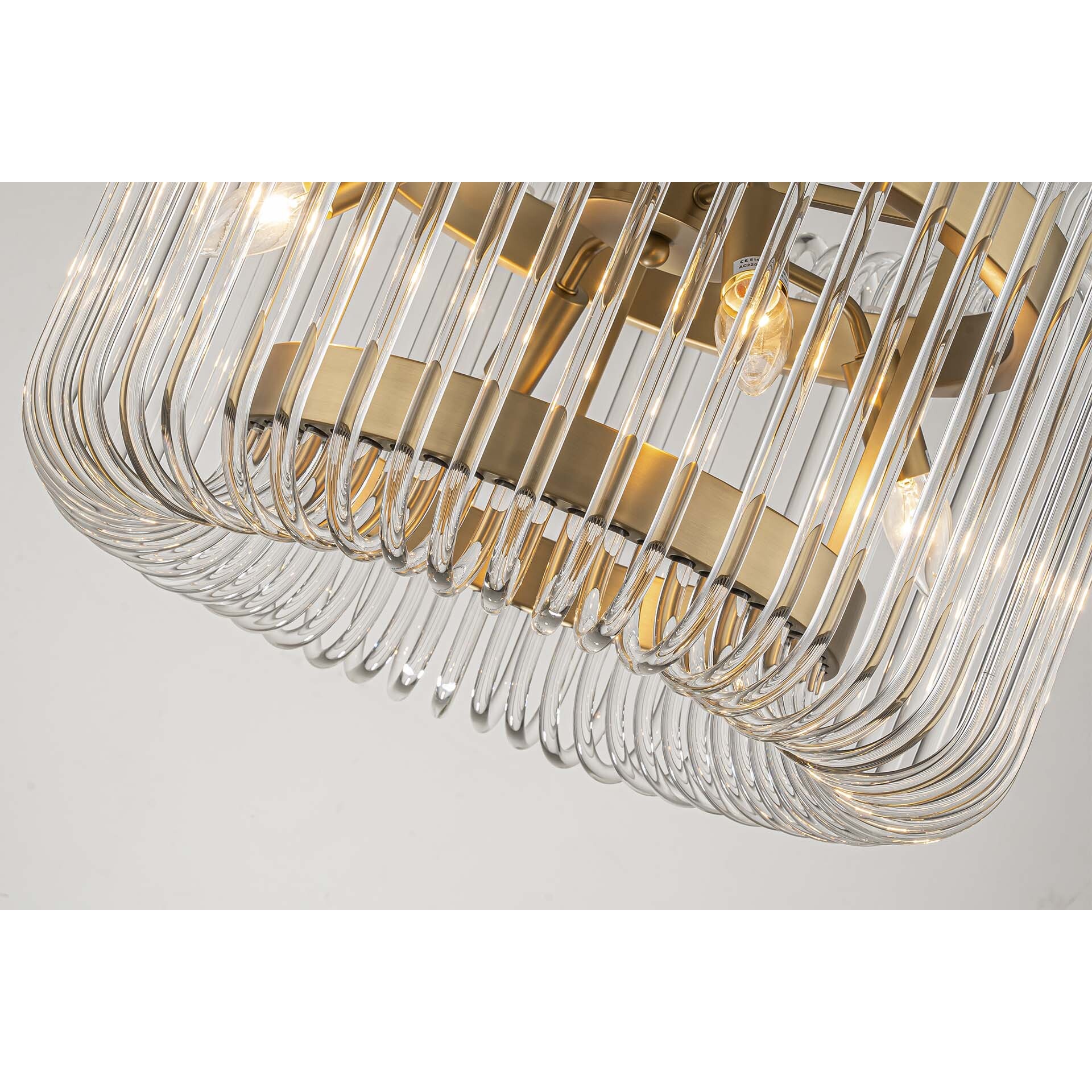 Lampara Techo Cristal Metal Dorado 51x51x34 Cm