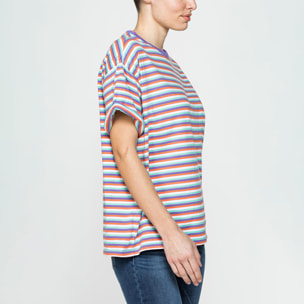 T-SHIRT OVERSIZE MODELLO BOYFRIEND A RIGHE
