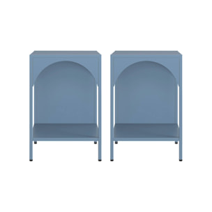 Lot de 2 tables de chevet. tables d'appoint en acier style industriel. bleu pétrole. L 35 x l 35 x H 51cm