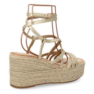 Sandalias de cuña de yute para mujer, diseño comodo y moderno con tiras cruzadas