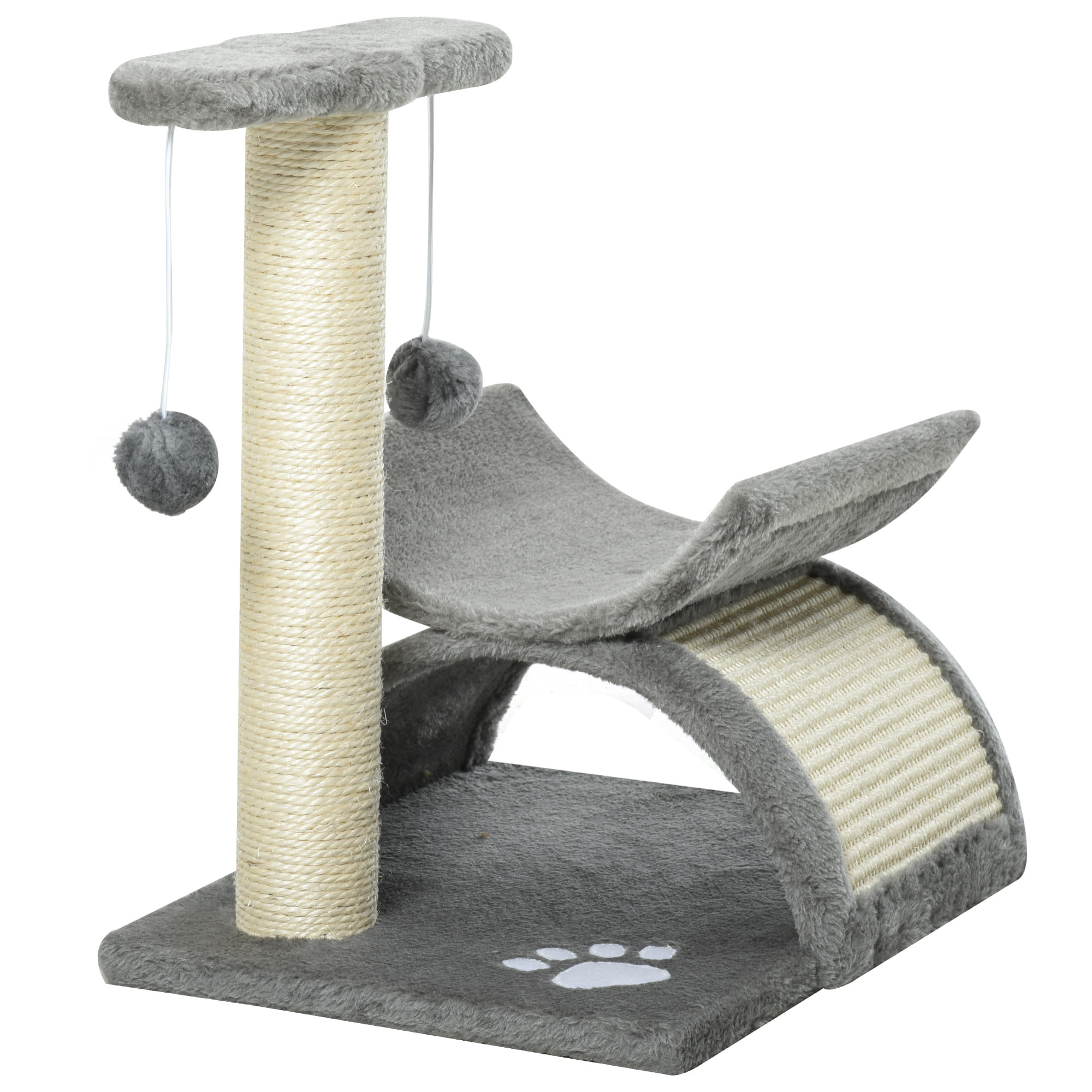 Árbol Rascador para Gatos Pequeños 43 cm Torre para Gatos con Poste Giratorio con Bolas de Juego Plataforma y Caseta 40x30x43 cm Gris