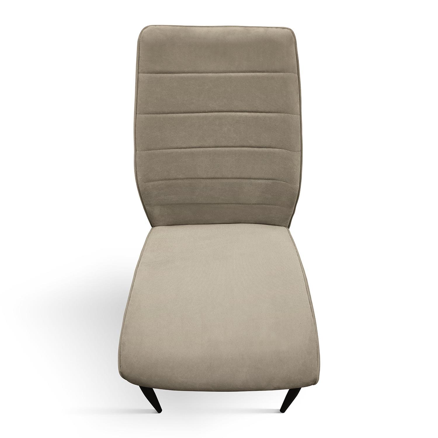 Set di 4 sedie LUBIANA in tessuto beige e gambe in metallo nero opaco