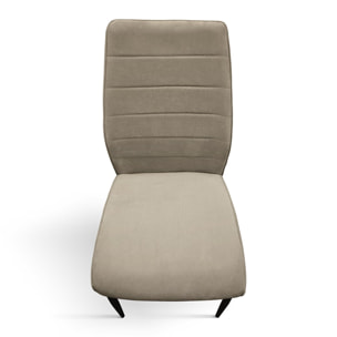 Set di 4 sedie LUBIANA in tessuto beige e gambe in metallo nero opaco