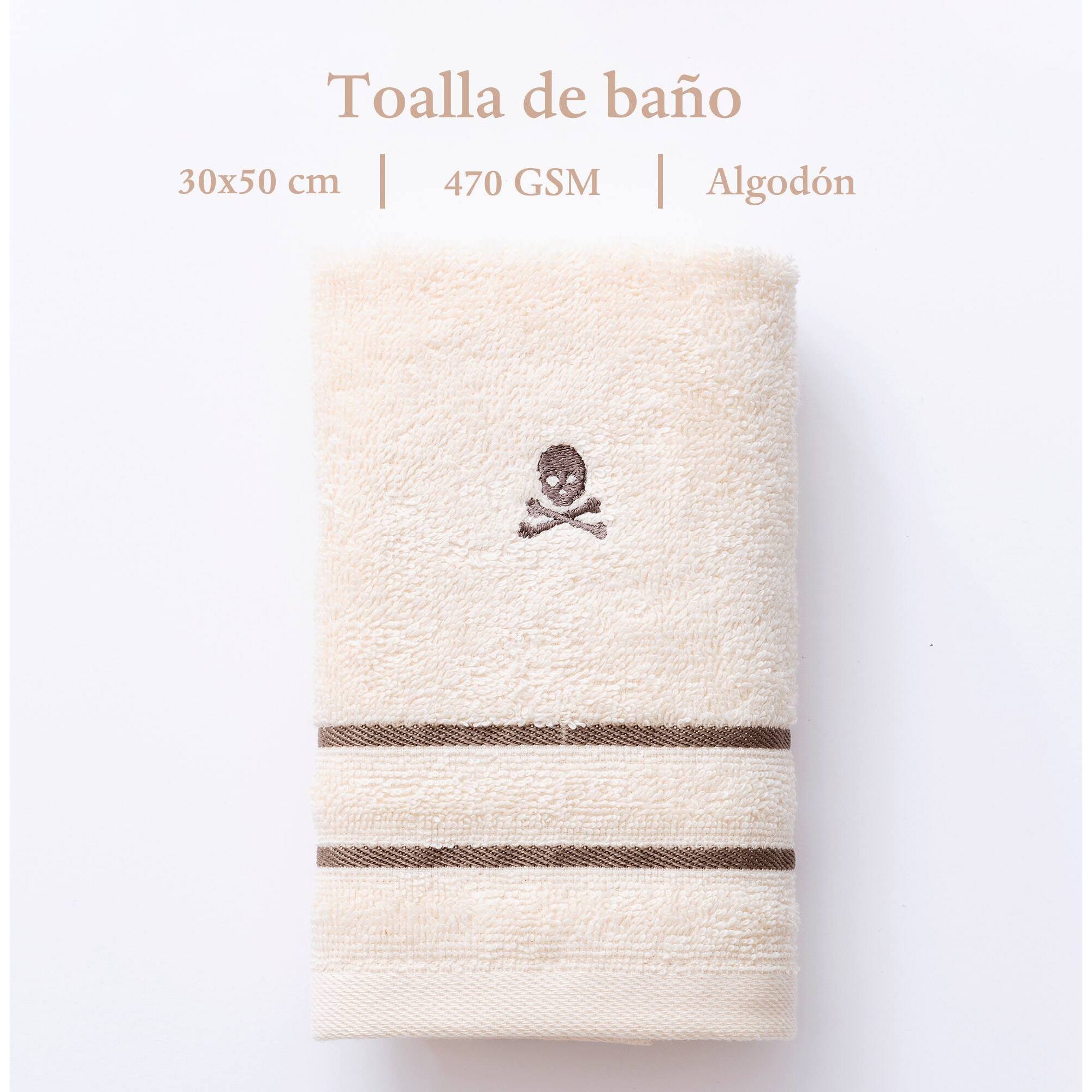 Toalla de invitados beige a rayas marrones 30x50cm 100% algodón 470gsm scalpers home