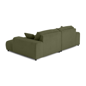 Garance - canapé droit 4 places double méridienne - assise profonde - en velours côtelé - Vert