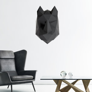 Stickers muraux 3D | Sticker Mural Autocollant effet 3D origami rhinocéros noir - Stickers adhésifs 3D Chambre Salon Trompe l'oeil