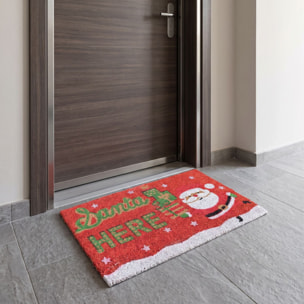 Zerbino natalizio Santa Here in cocco e PVC - Multicolore