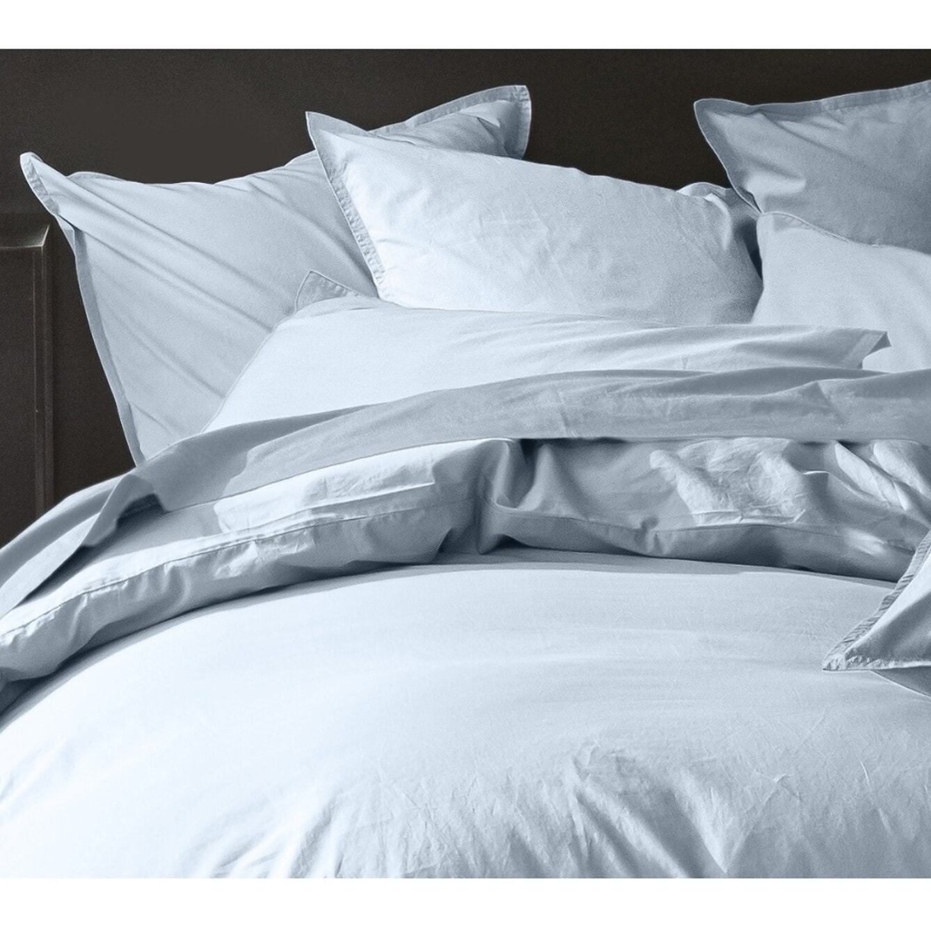 Paire de Taies D'oreiller 100% percale Coton LavÉ 80fils Bleu Lagon