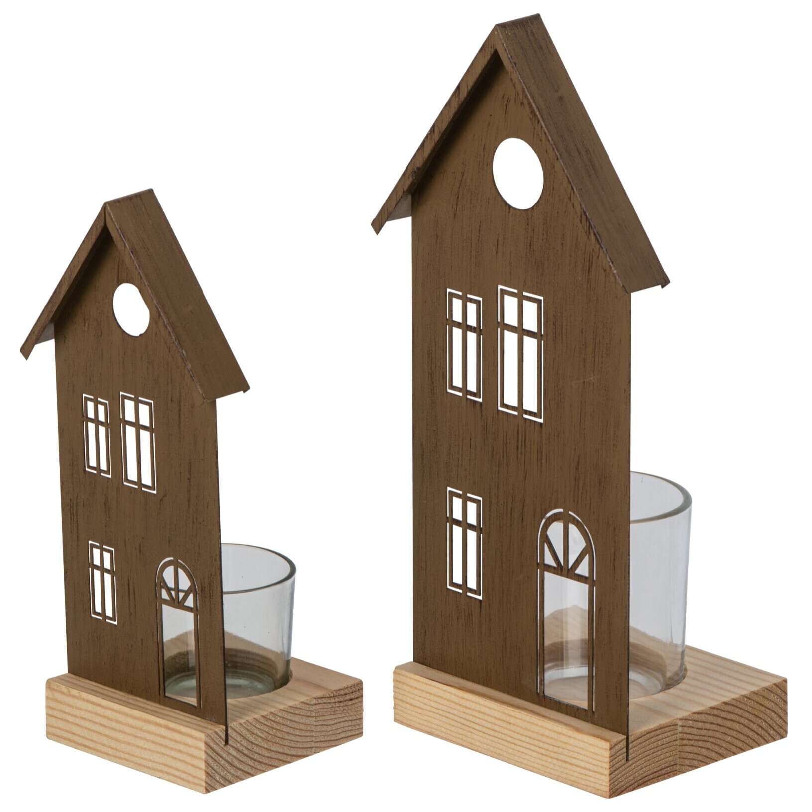 J-Line photophore maison - fer - marron - large