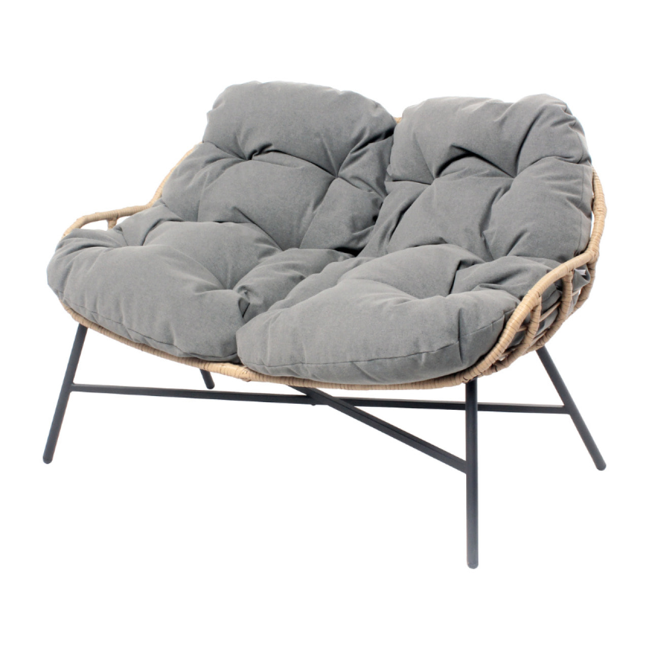 Salon de jardin 4 places canapé + fauteuils gris foncé - CASMA