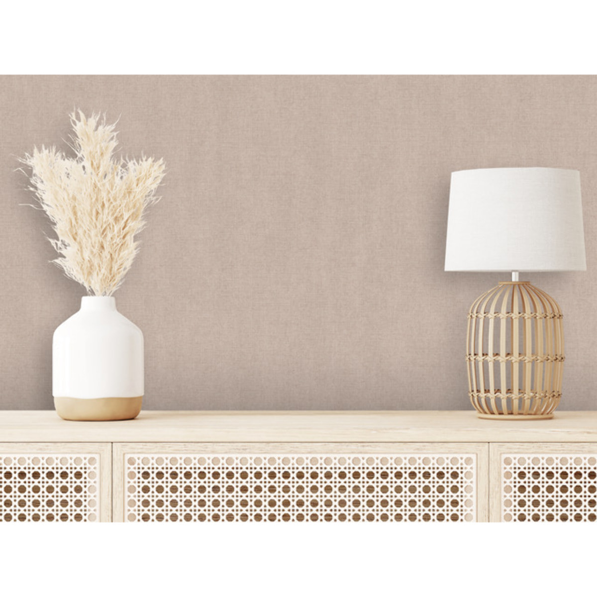 Papier peint uni effet toile lin vieux rose