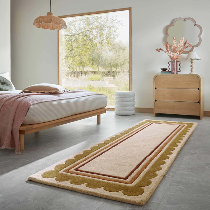 Tapis de couloir en laine à bordure festonné LOIS