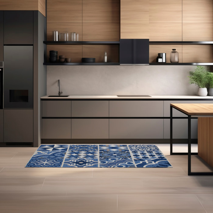 TAPPETO DA CUCINA CEMENTINE BLU MARE