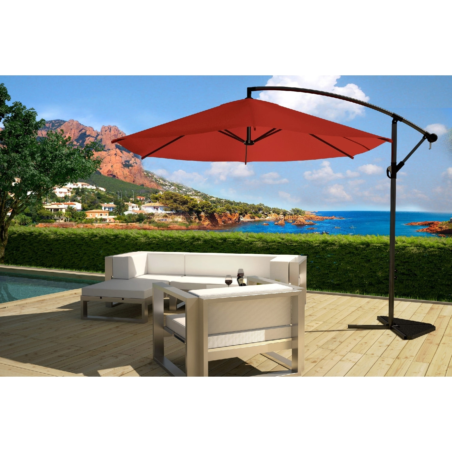 Parasol déporté Ø 3m terracotta FREY