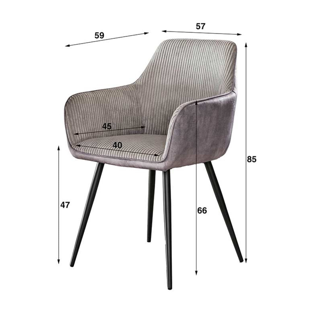 Lormi - lot de 2 fauteuils - en velours côtelé et velours - beige - Gris