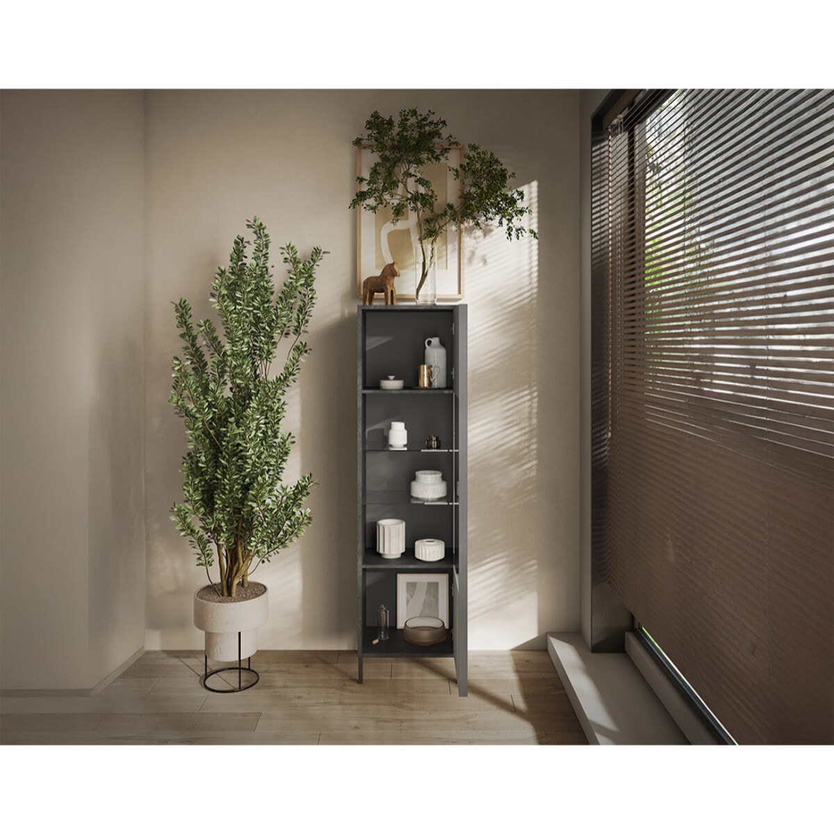 Jules - vitrine - 1 porte - 55x203 cm - Gris