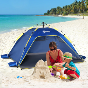Tienda de Playa Plegable Carpa de Playa Pop-up para 1-2 Personas con Protección UV Impermeable Bolsa de Transporte para Parque Camping 220x173x120 cm Azul Oscuro
