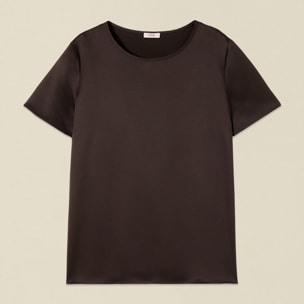 Oltre - T-shirt bimaterica - Marrone
