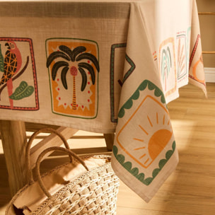 Nappe rectangulaire Tropical 240x140cm coton beige