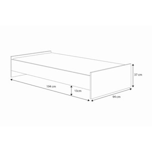 Letto singolo KARO 190x90 bianco e grigio per ragazzi
