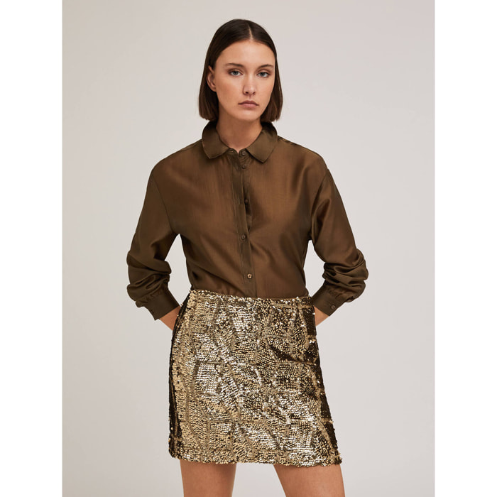 Motivi - Camicia misto lyocell tinta unita - Verde militare