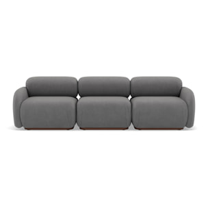 Penelope - canapé droit modulable 3 places en velours texturé - Gris