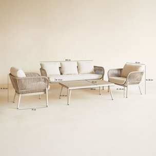 Salon de jardin 5 places en aluminium beige FIGARI