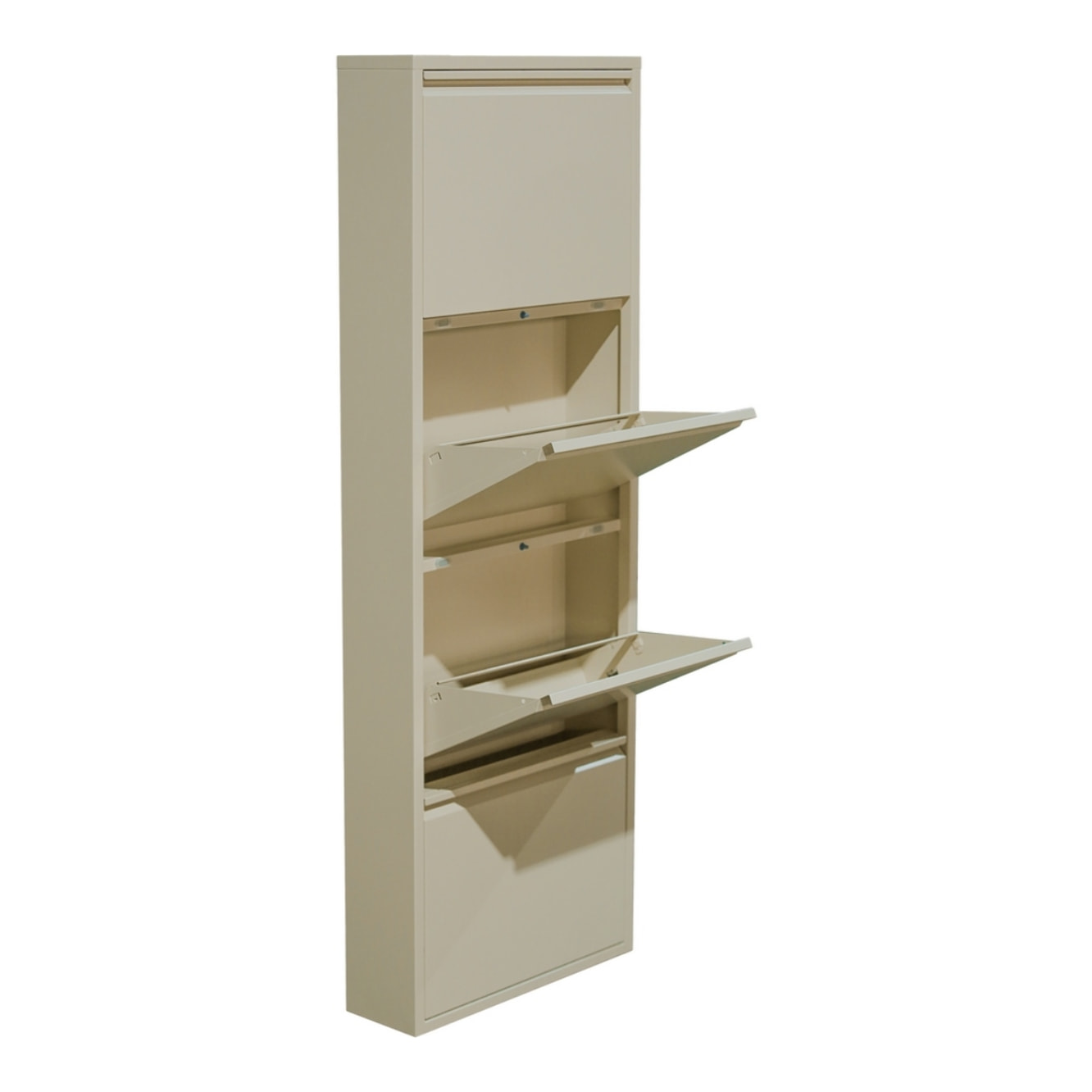 Scarpiera 4 ante salvaspazio in metallo avorio 80x14,2x136 cm - Emy