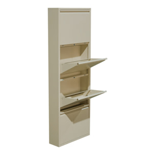 Scarpiera 4 ante salvaspazio in metallo avorio 80x14,2x136 cm - Emy