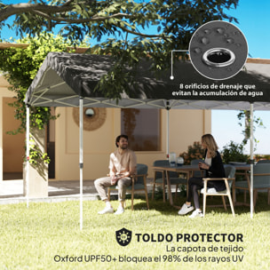 Carpa Plegable 6x3 m Cenador de Jardín con Altura Ajustable en 3 Niveles Protección UV50+ Impermeable y Bolsa de Transporte Gazebo para Exterior Fiestas Camping Gris Oscuro