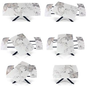 Table à manger ovale extensible Tomasucci GEMY SPIN 120, en céramique, marbre onyx, noir, 120/179 × 80 × 74,5 cm