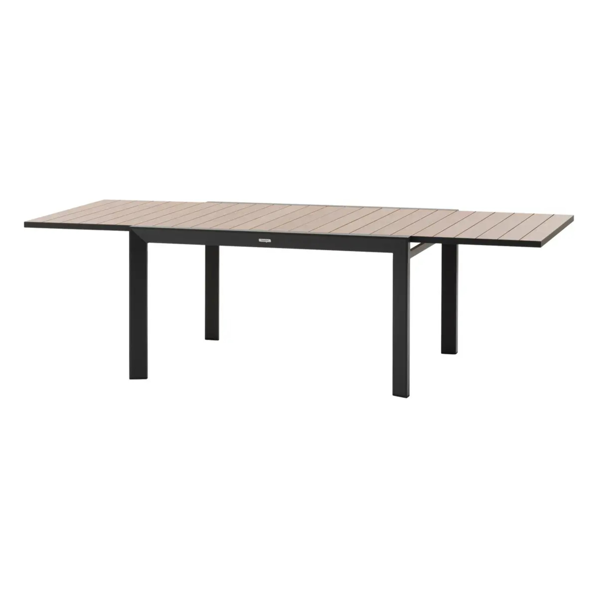 Table de jardin extensible coulissante "Évasion" effet bois honey & graphite 10 places lates en aluminium