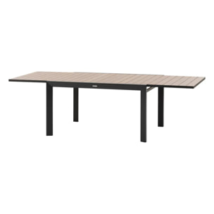 Table de jardin extensible coulissante "Évasion" effet bois honey & graphite 10 places lates en aluminium