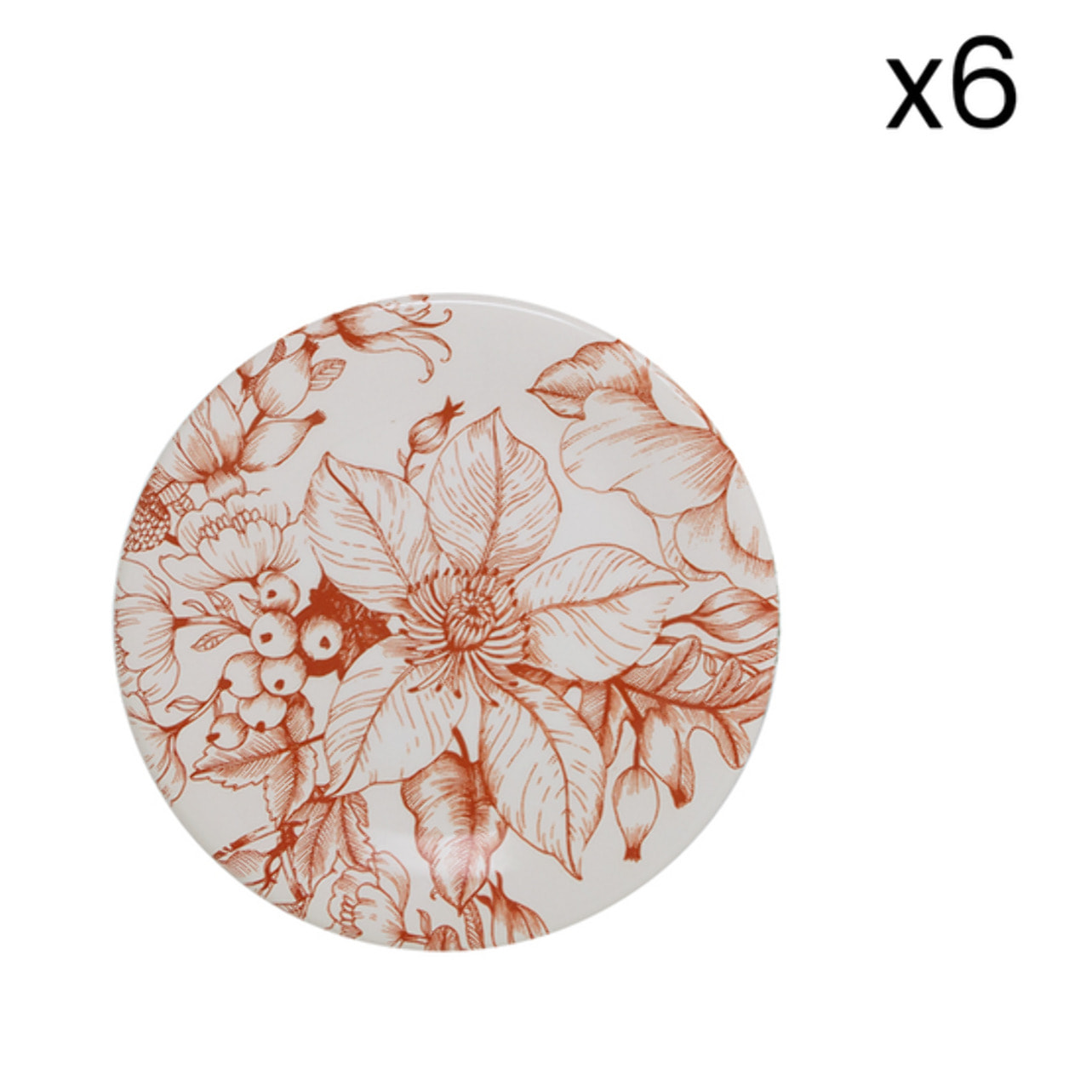 Set 6 piatti da frutta Jacquard in ceramica sottosmalto