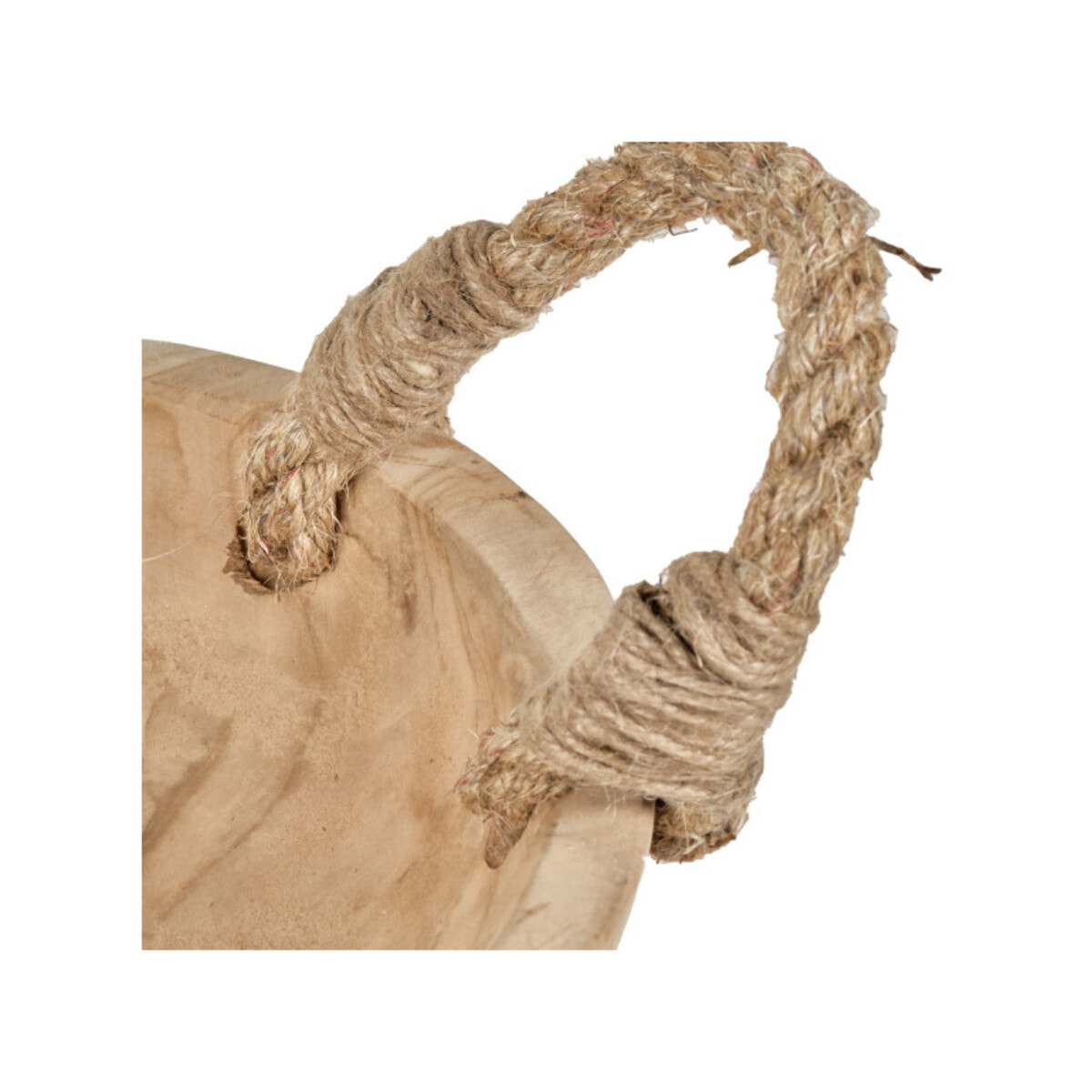Corbeille 27 cm en bois massif de teck avec 2 anses en corde - AGADIR